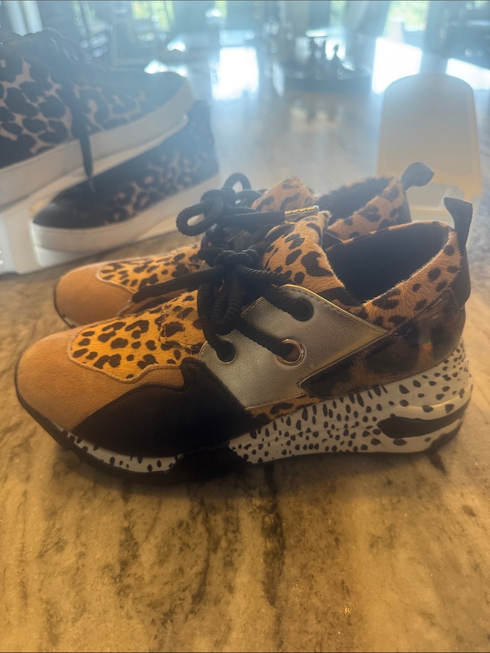 Steve Madden women’s Leopard-Print Tan & Black Sneakers